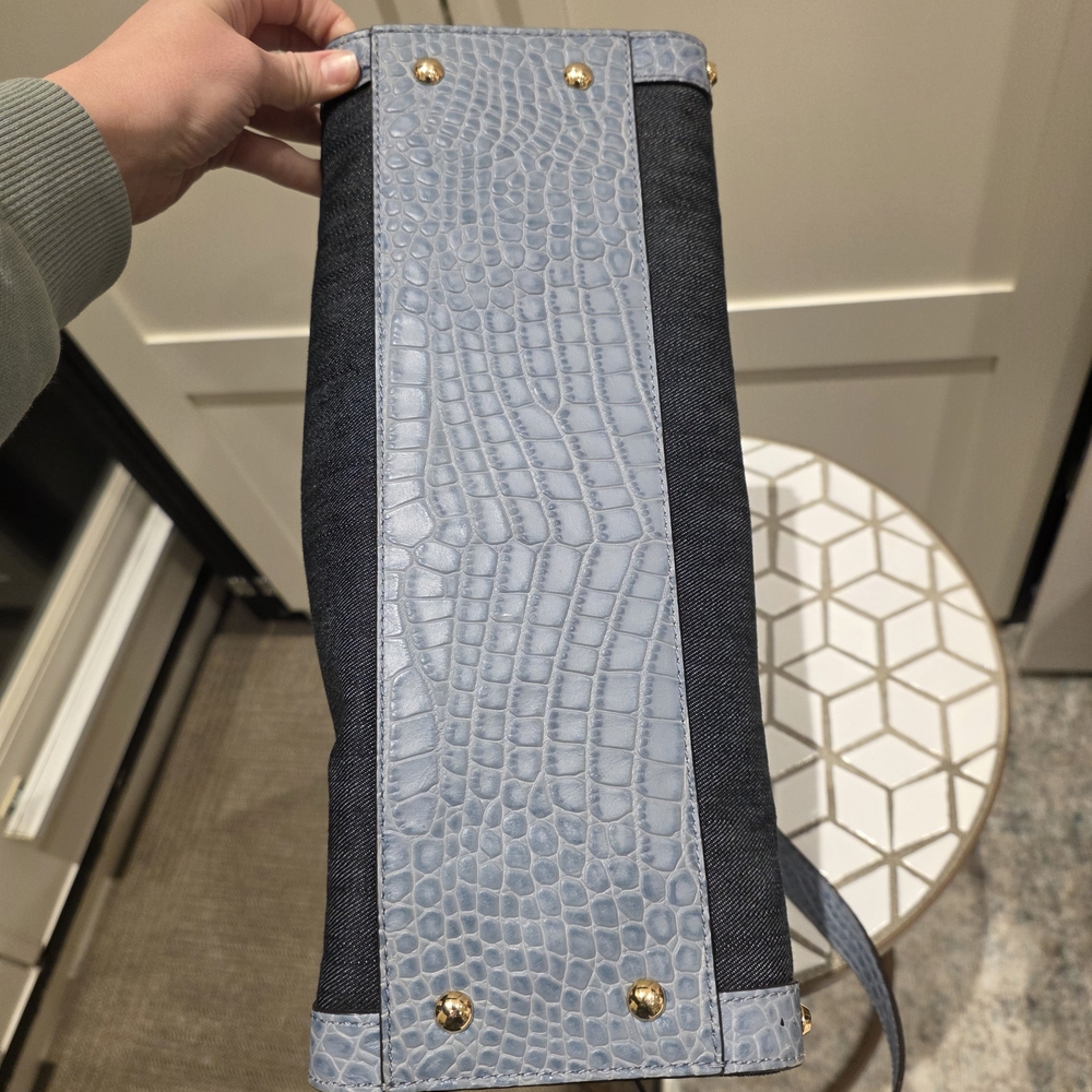 Michael Kors Denim and Gold Studded Satchel - Picture 13 of 16